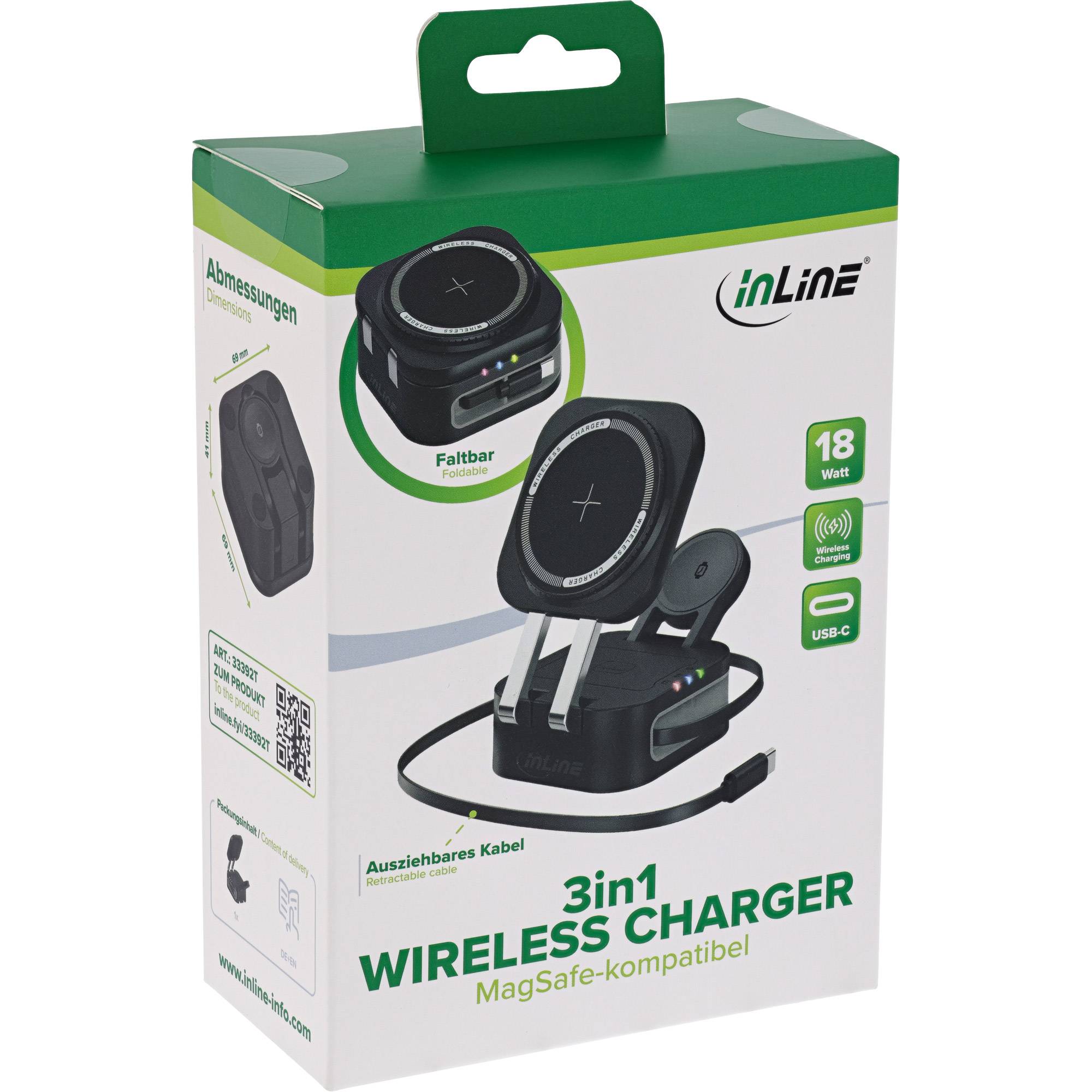 3in1 Wireless Charger - 15W Qi MagSafe kompatibel - 0,8m Kabel-4
