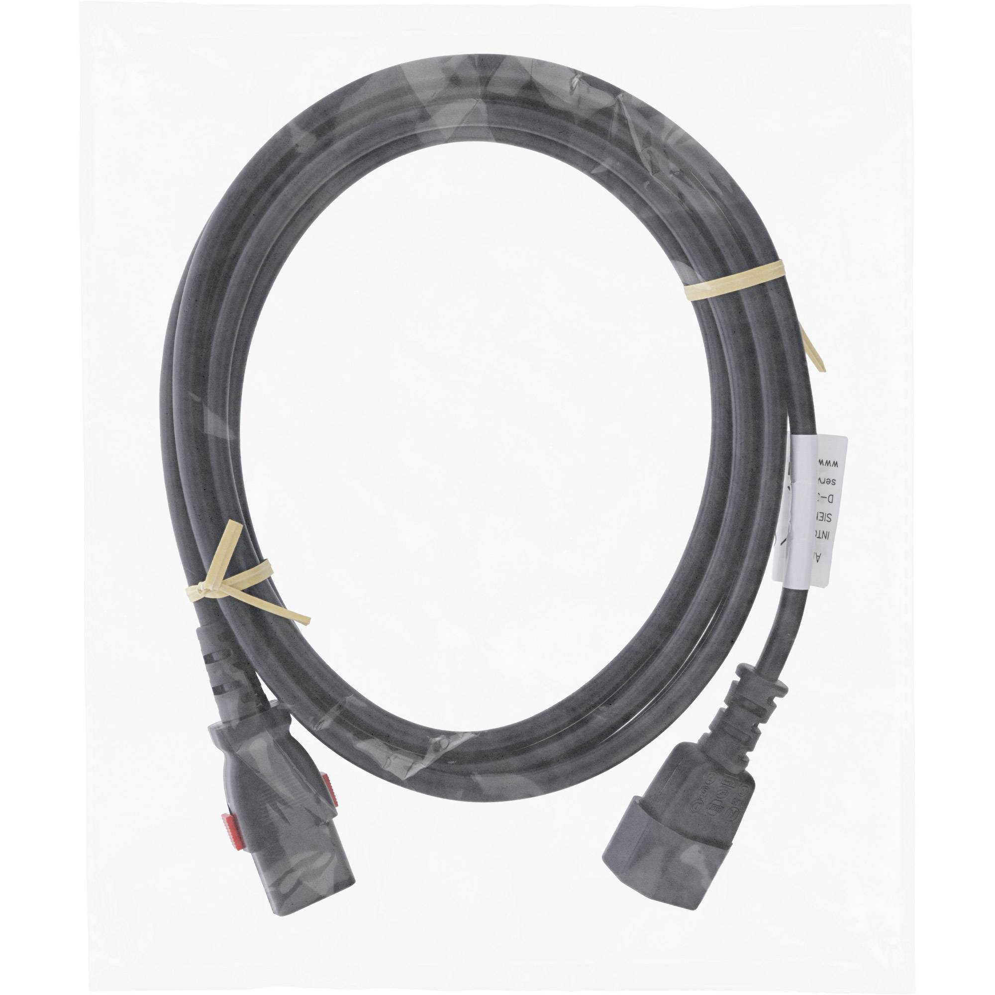 InLine® Kaltgeräteverlängerung, C13 verriegelbar auf C14, schwarz, 5m-1