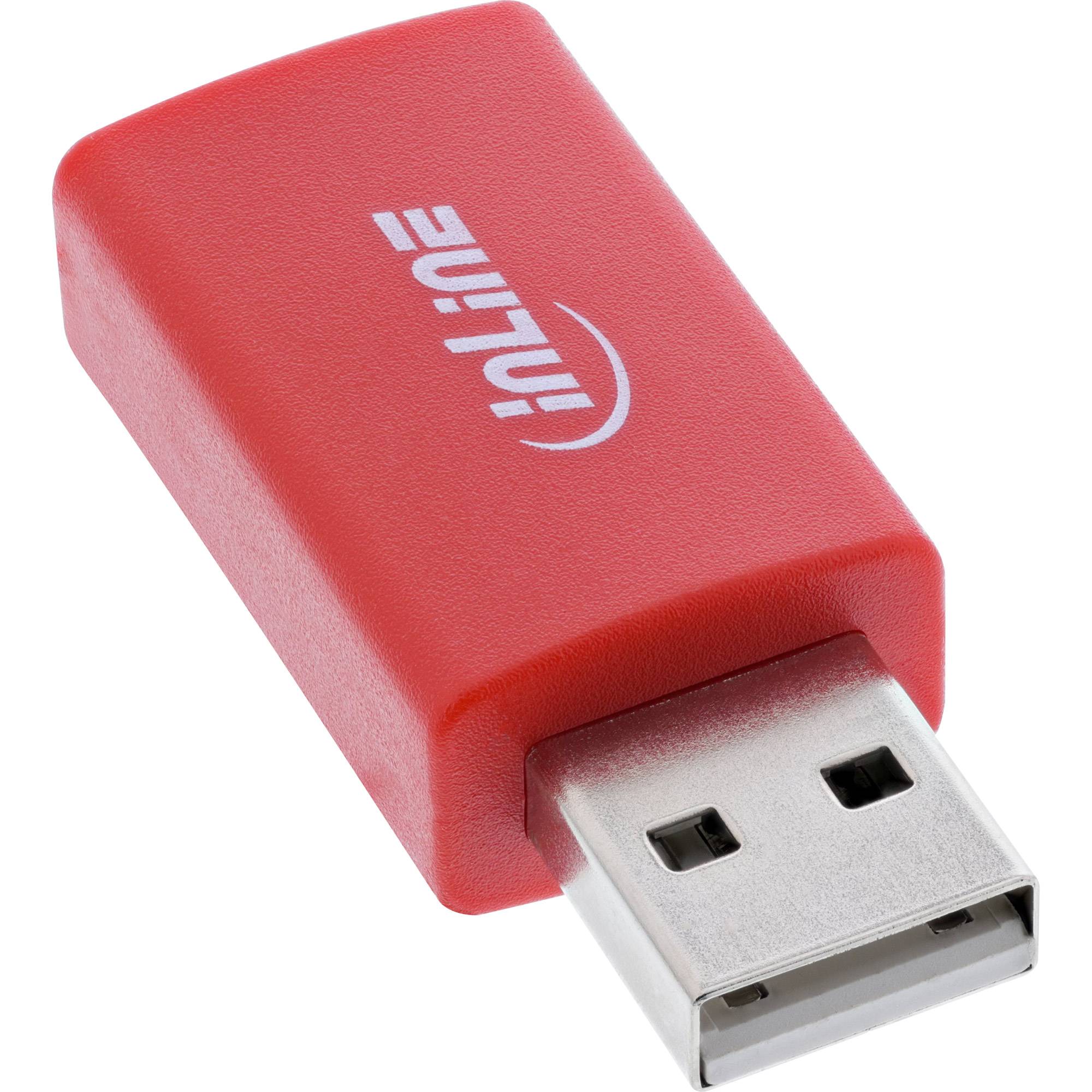 InLine® USB-Datenblocker, Adapter USB-A Stecker an Buchse, 5 V, 1,5 A / Konverter USB-0