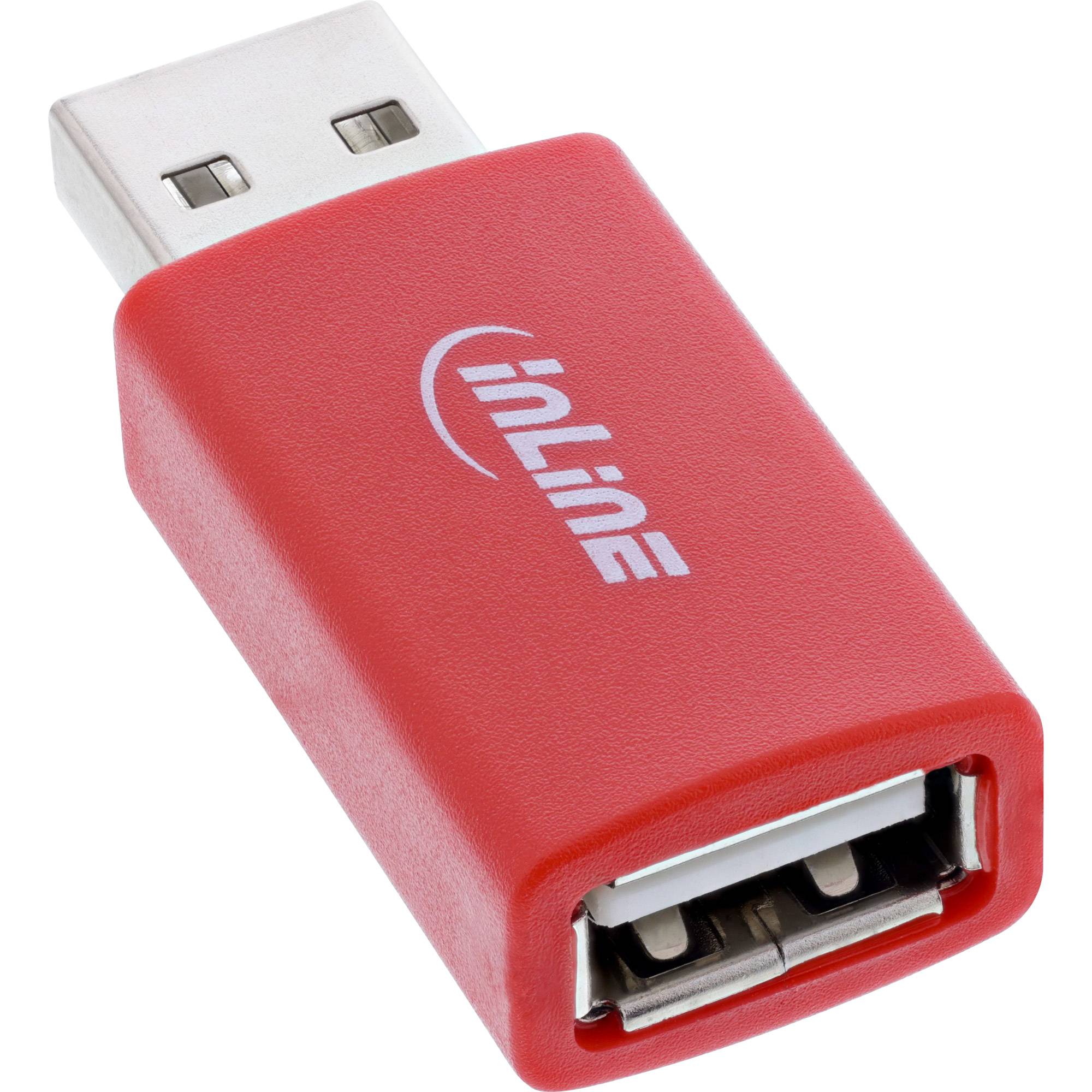 InLine® USB-Datenblocker, Adapter USB-A Stecker an Buchse, 5 V, 1,5 A / Konverter USB-1