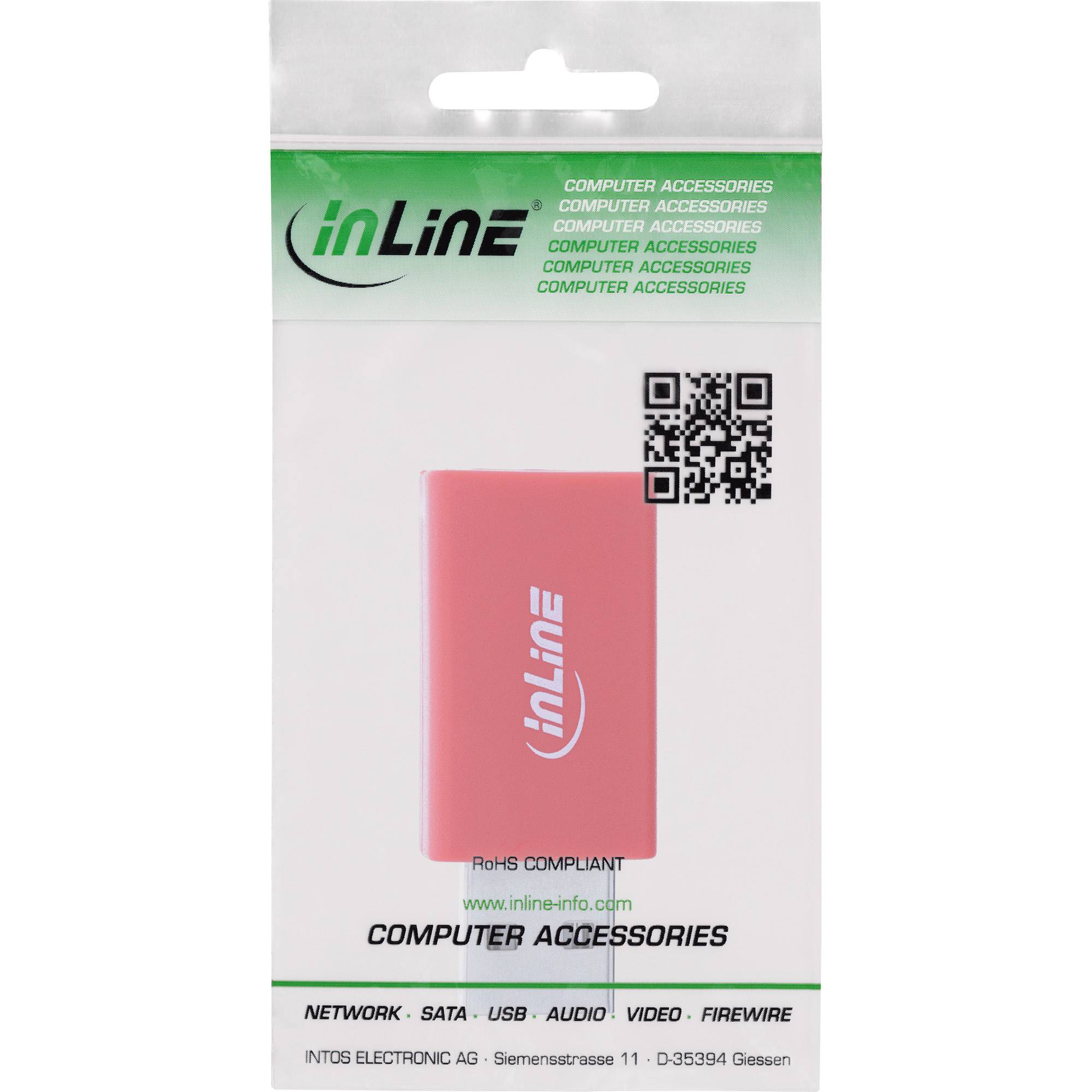 InLine® USB-Datenblocker, Adapter USB-A Stecker an Buchse, 5 V, 1,5 A / Konverter USB-2