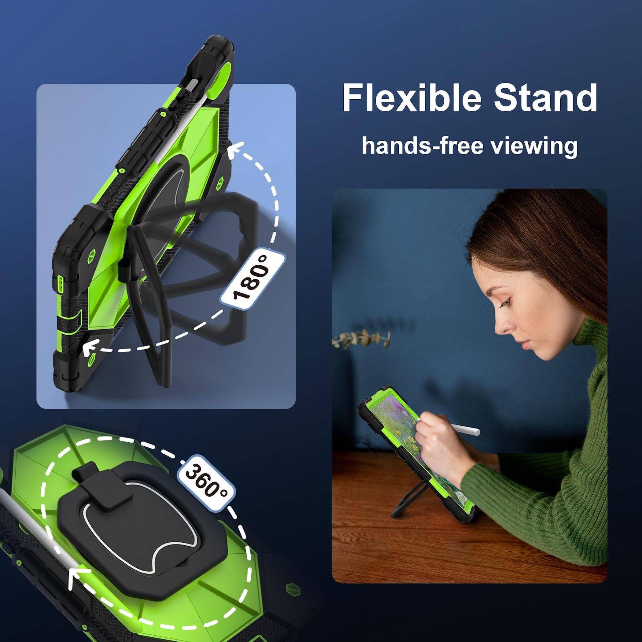 Für Samsung Galaxy Tab S10 Lite / S10 FE Hybrid Hülle Halter Grün-3