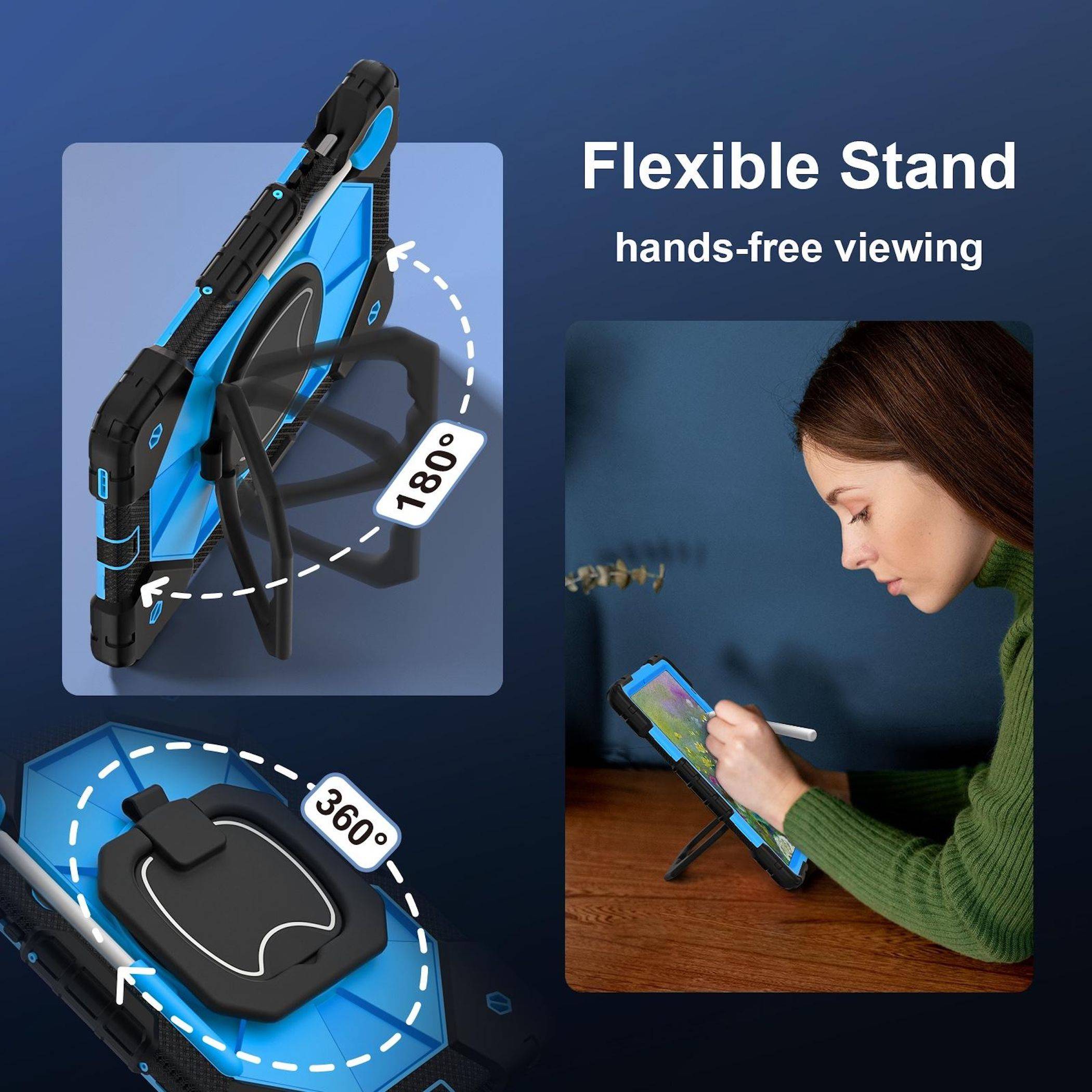 Für Samsung Galaxy Tab S10 Lite / S10 FE Hybrid Hülle Halter Blau-4