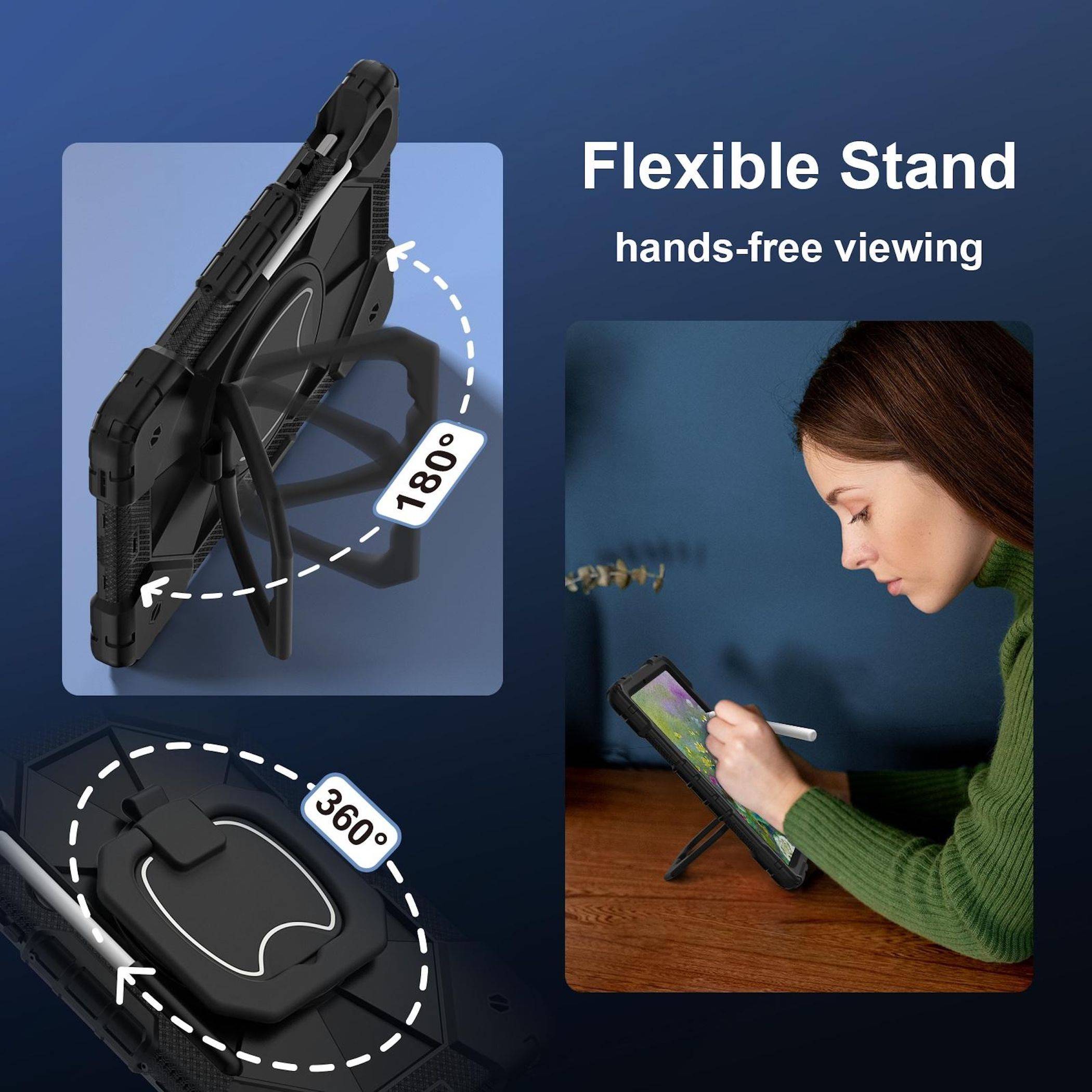 Für Samsung Galaxy Tab S10 Lite / S10 FE Hybrid Hülle Halter Schwarz-4