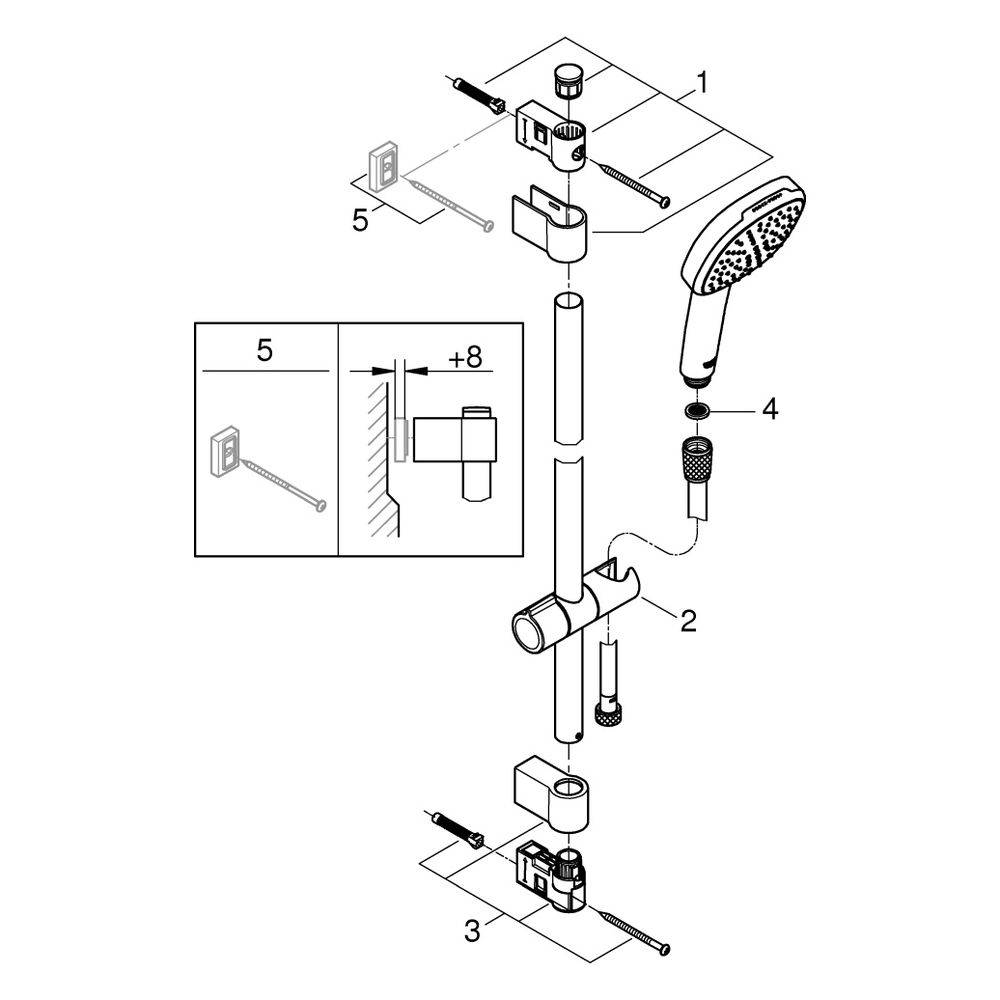 GROHE Brausestangenset Tempesta Cube 110 27578_3 600mm 2 Strahlarten 5,6l chrom-3