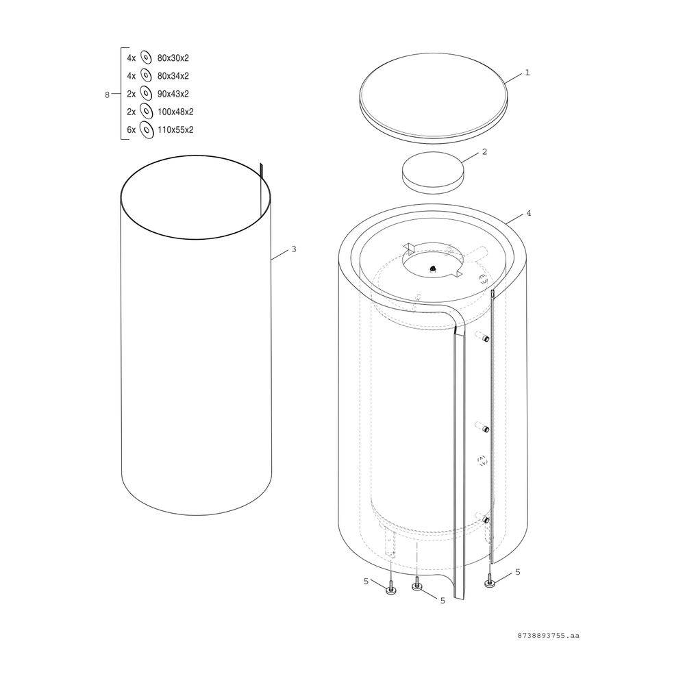 BOSCH Pufferspeicher STORA B 500-6 M 1 B 1845x850, 500 L, silber-2