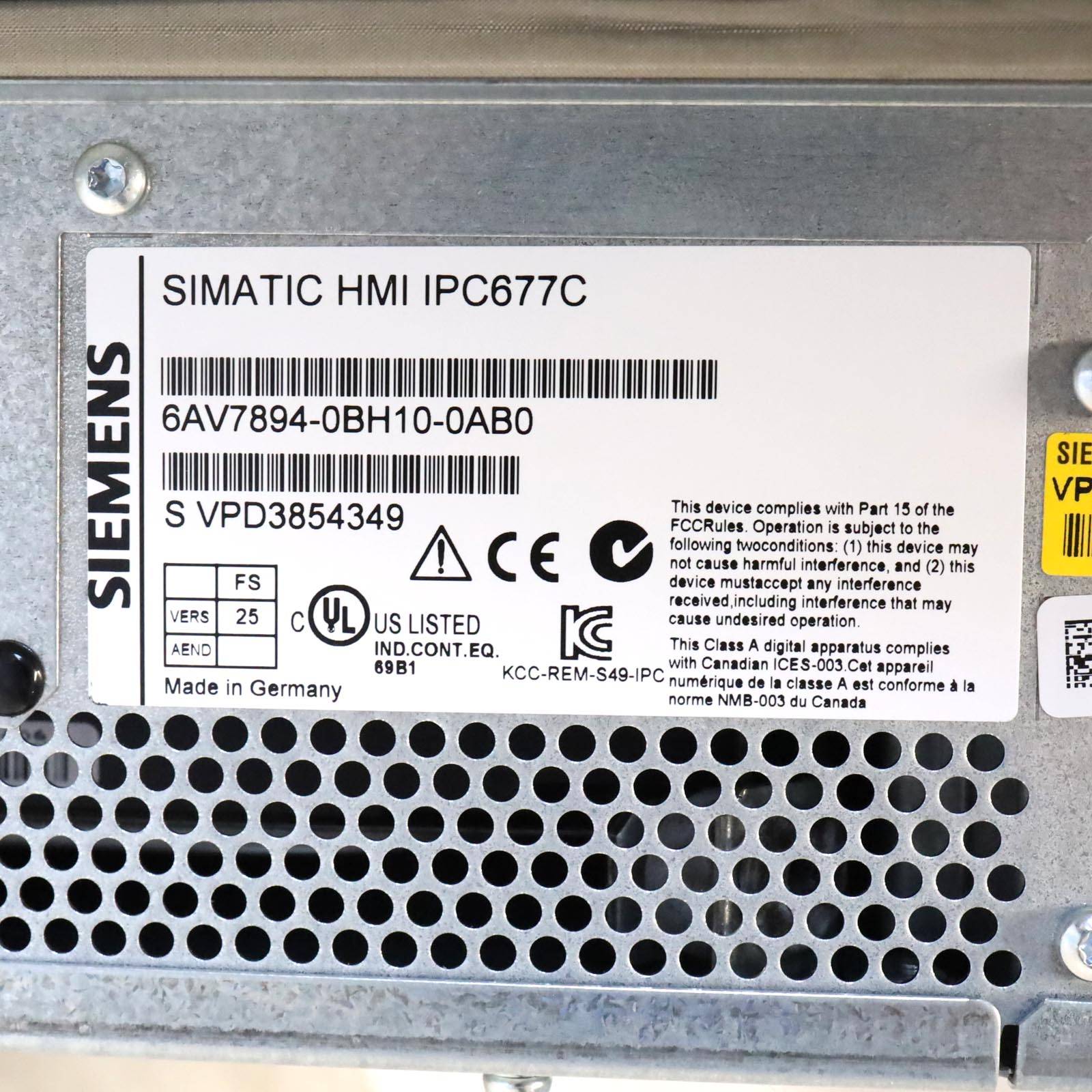 Simatic HMI IPC677C Panel PC 6AV7894-0BH10-0AB0 FS:25 OVP-2