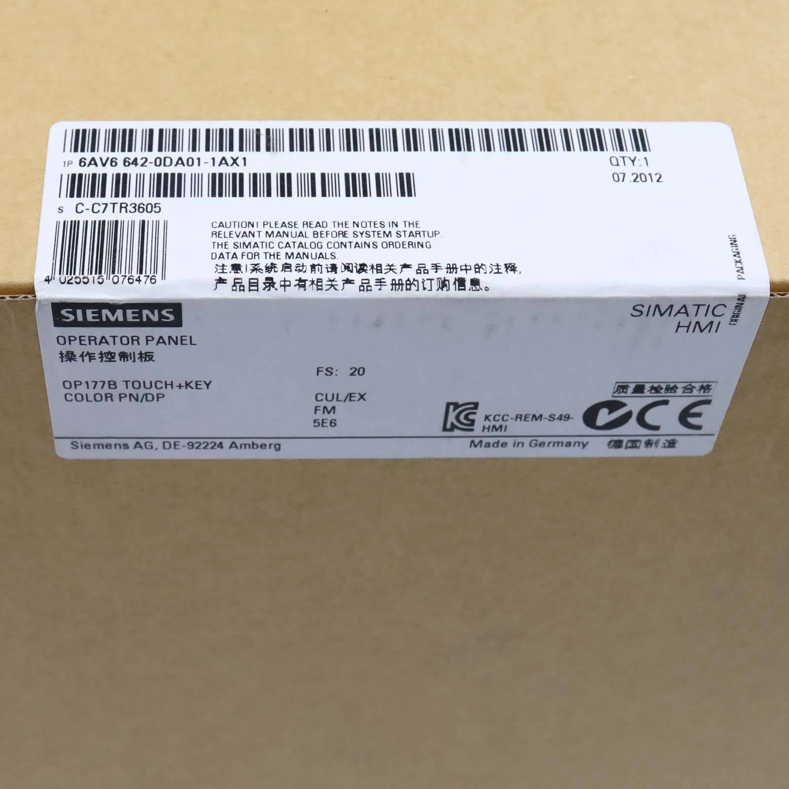 Siemens Simatic Operator Panel OP177B 6AV6 642-0DA01-1AX1 FS:20 SIE-1