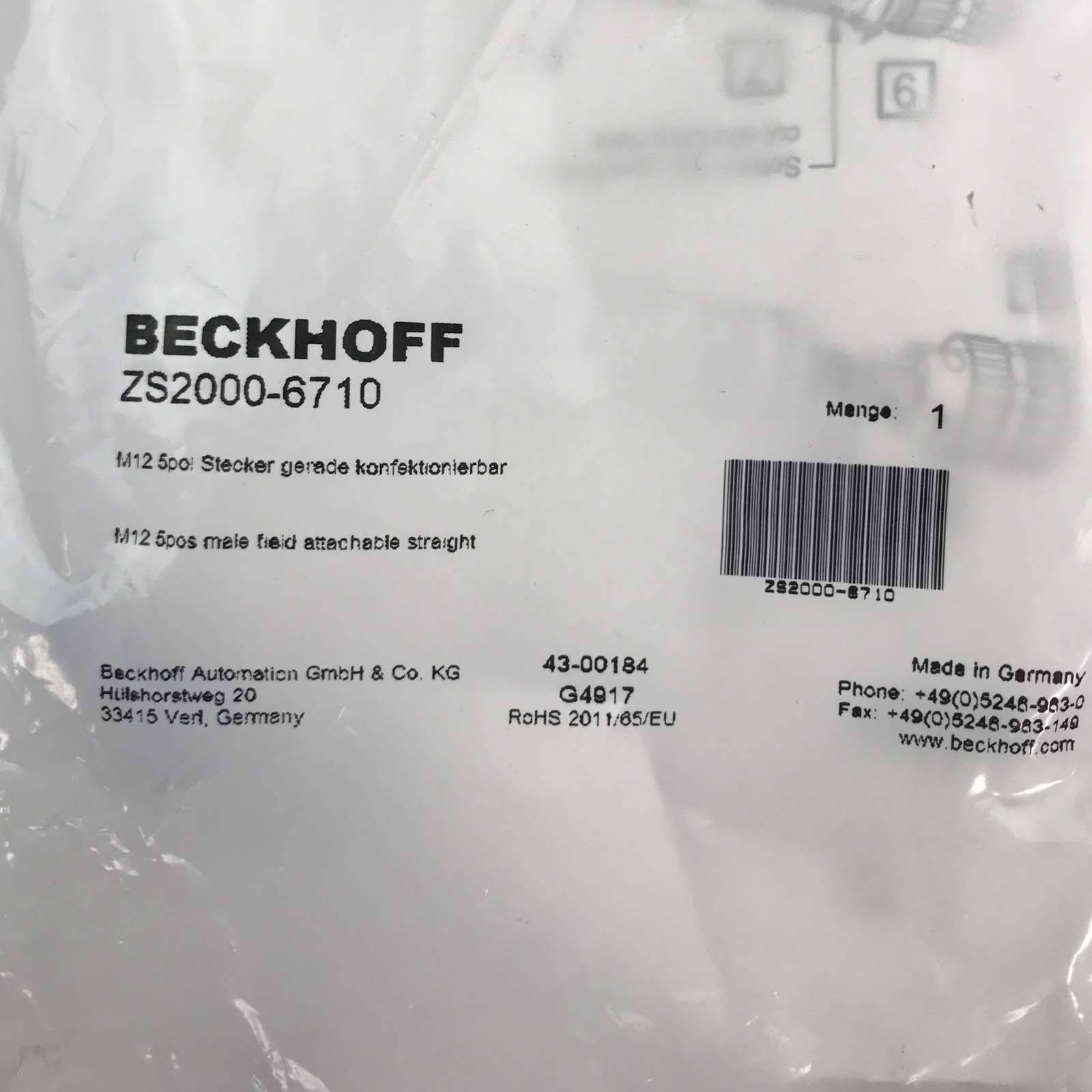 Beckhoff ZS2000-6710, M12-Stecker feldkonfektionierbar, Sensor, IP67, geschirmt-1