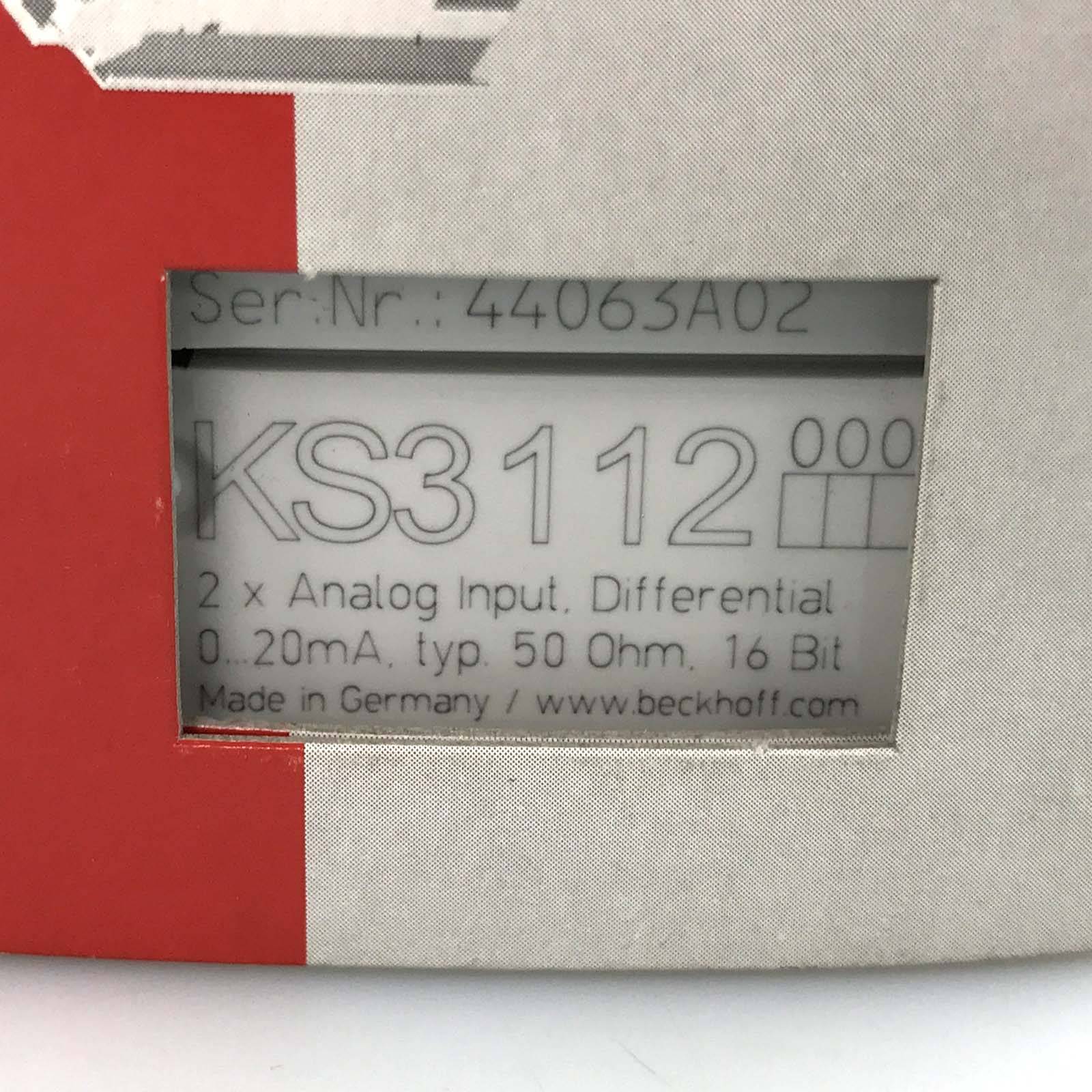 Beckhoff 2-Kanal-Analog-Eingangsklemme KS3112 OVP-2
