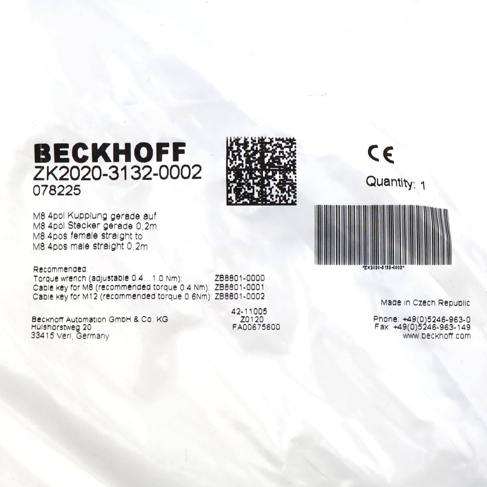 Beckhoff Powerleitung ZK2020-3132-0002 0,2m OVP-1