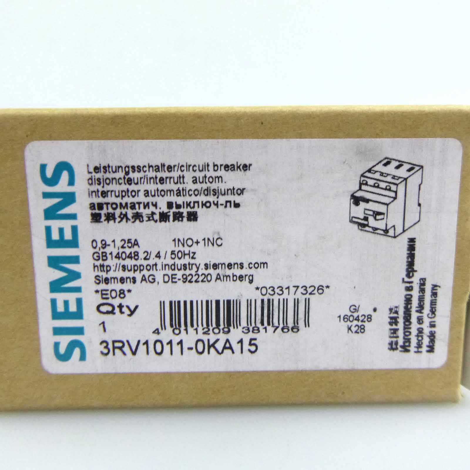 Siemens Leistungsschalter 3RV1011-0KA15 OVP-3
