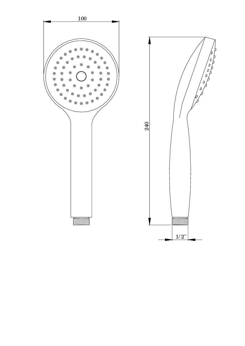 ASW Riviera Handbrause 1‑strahlig, verchromt, Duschkopf Ø 100 mm, Antikalkeinsatz, Anschluss G ½-1