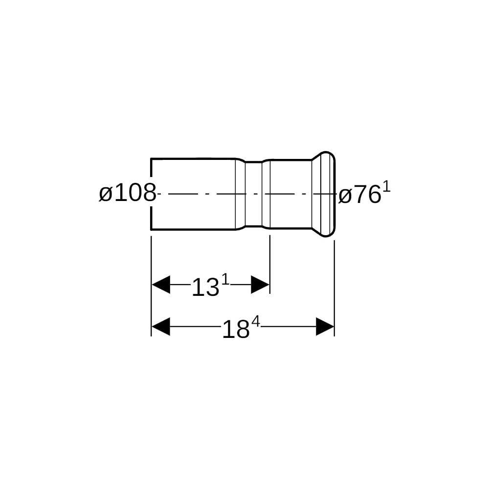 Geberit Mapress Therm Reduktion mit Einschubende D 108mm, D1 76,1mm, 42446-3