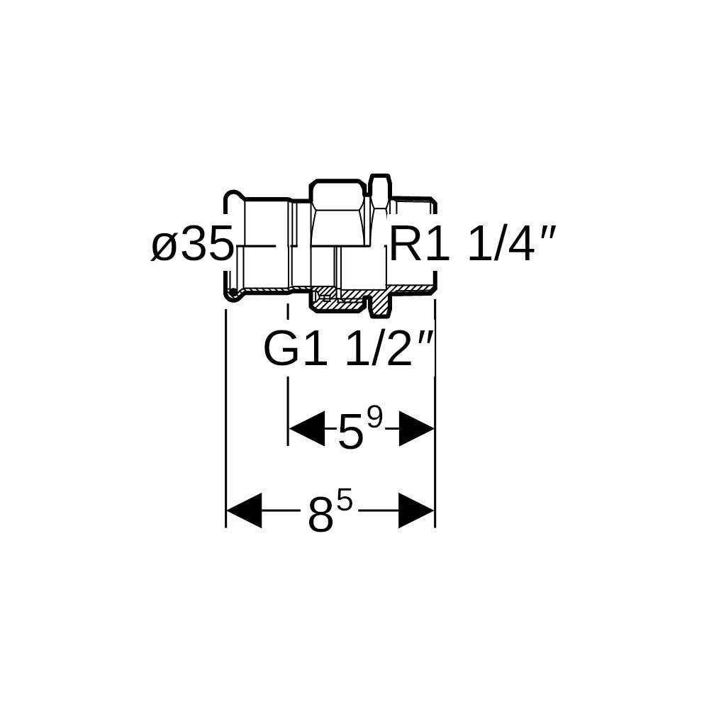 Geberit GE Mapress Therm Uebergangsverschraubung, d35mm, R5/4, NPW, 1 Stk.-3