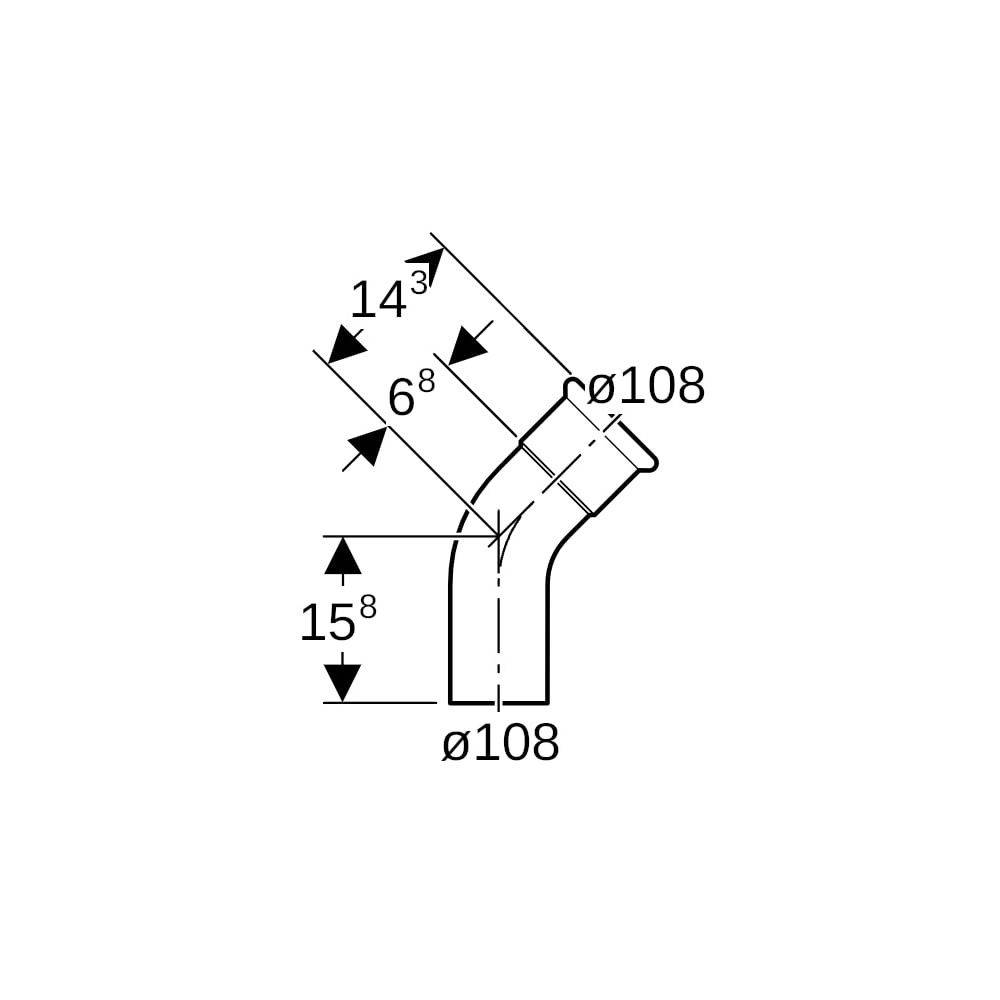 Geberit Pressbogen Mapress Therm, 45°, Ø108mm, DN100, Edelstahl, mit Einschubende, NPW, 1 Stk.-3