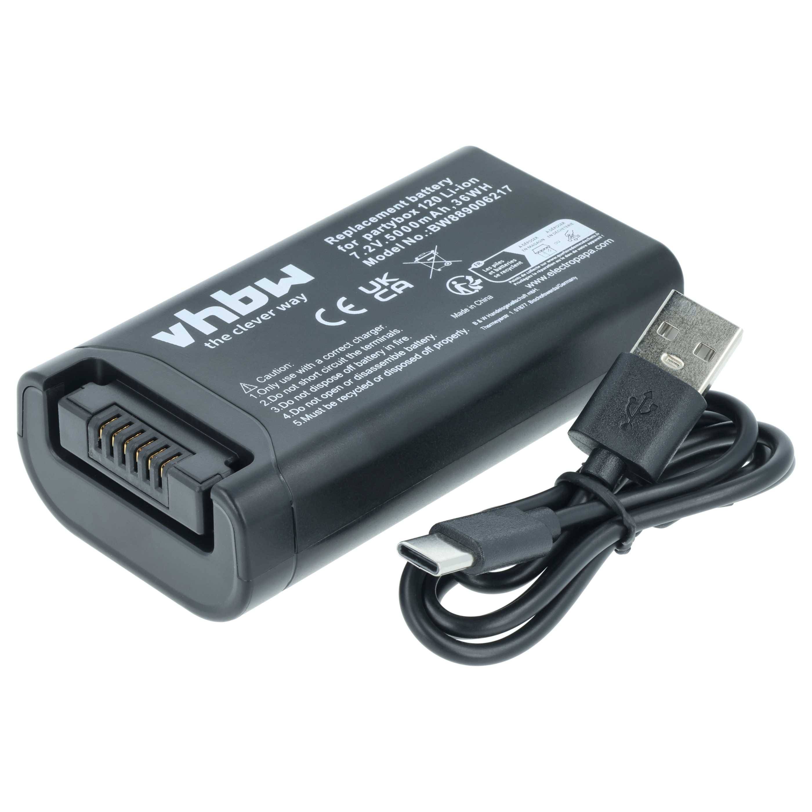 vhbw Akku kompatibel mit JBL Club 120 | Lautsprecher Boxen Speaker (5000 mAh, 7,2 V, Li-Ion)-0