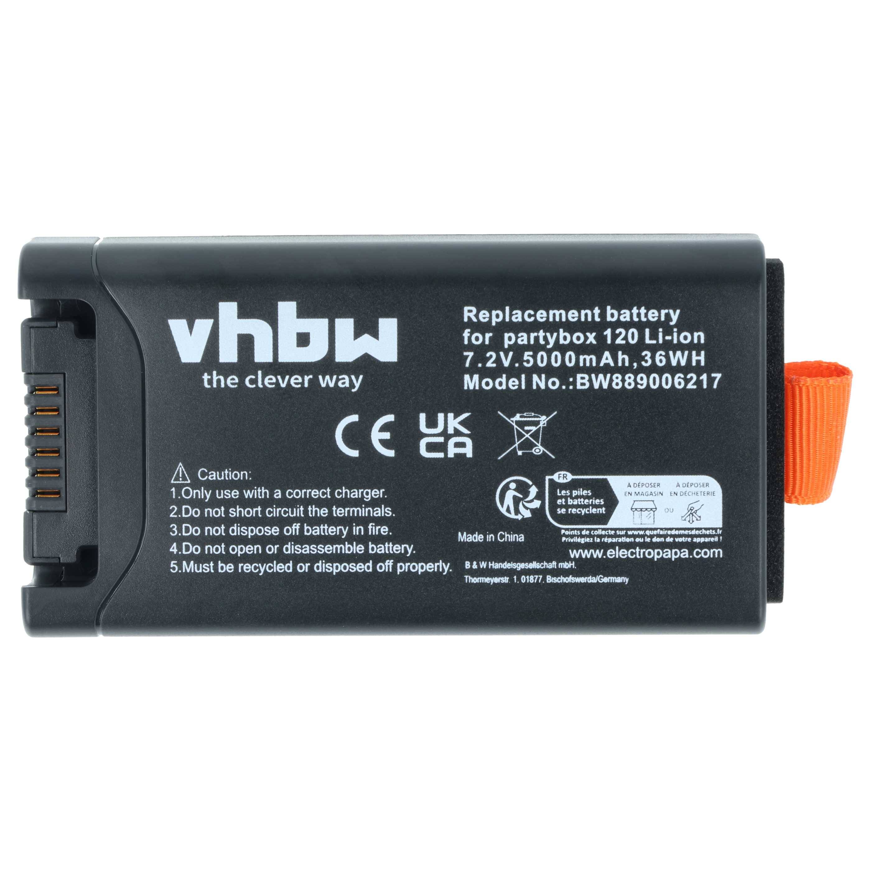 vhbw Akku kompatibel mit JBL Club 120 | Lautsprecher Boxen Speaker (5000 mAh, 7,2 V, Li-Ion)-1