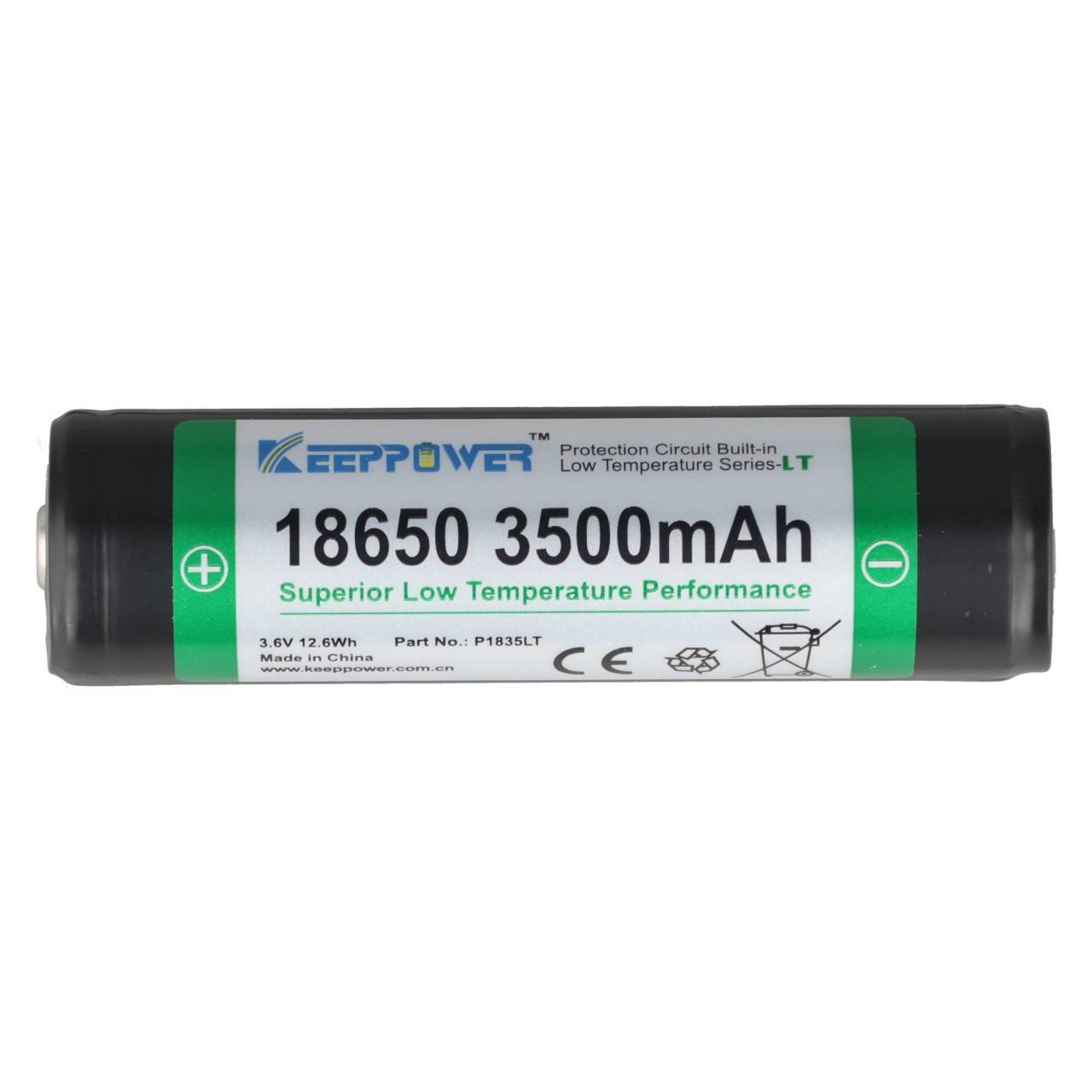 18650 Li-Ion-Akku 3500mAh Low Temperature 3,7V, 69,2x18,6mm, geschützt P1835LT-1