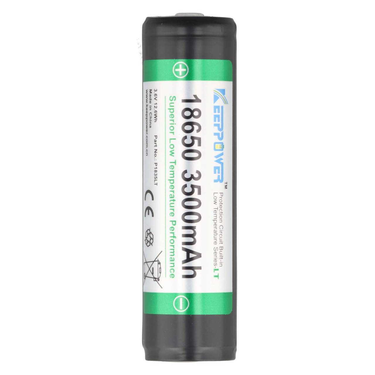 18650 Li-Ion-Akku 3500mAh Low Temperature 3,7V, 69,2x18,6mm, geschützt P1835LT-2