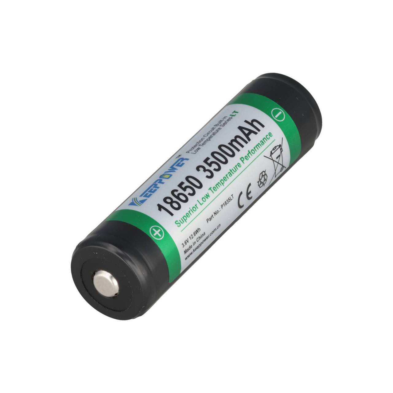 18650 Li-Ion-Akku 3500mAh Low Temperature 3,7V, 69,2x18,6mm, geschützt P1835LT-3
