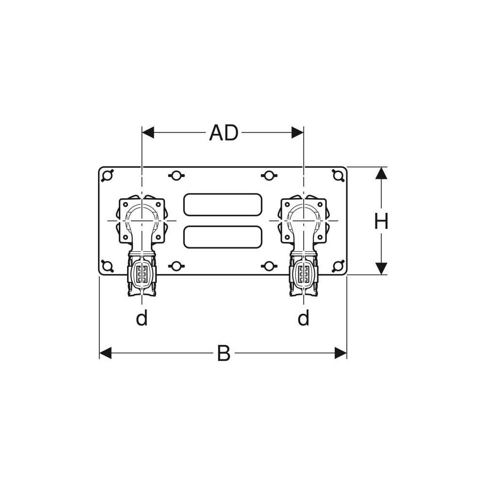 Geberit FlowFit Set Anschlusswinkel 90 Grad zweifach, D 16mm, Rp 1/2", L1 4,7cm, AD 15cm, Rotguss bleifrei-3