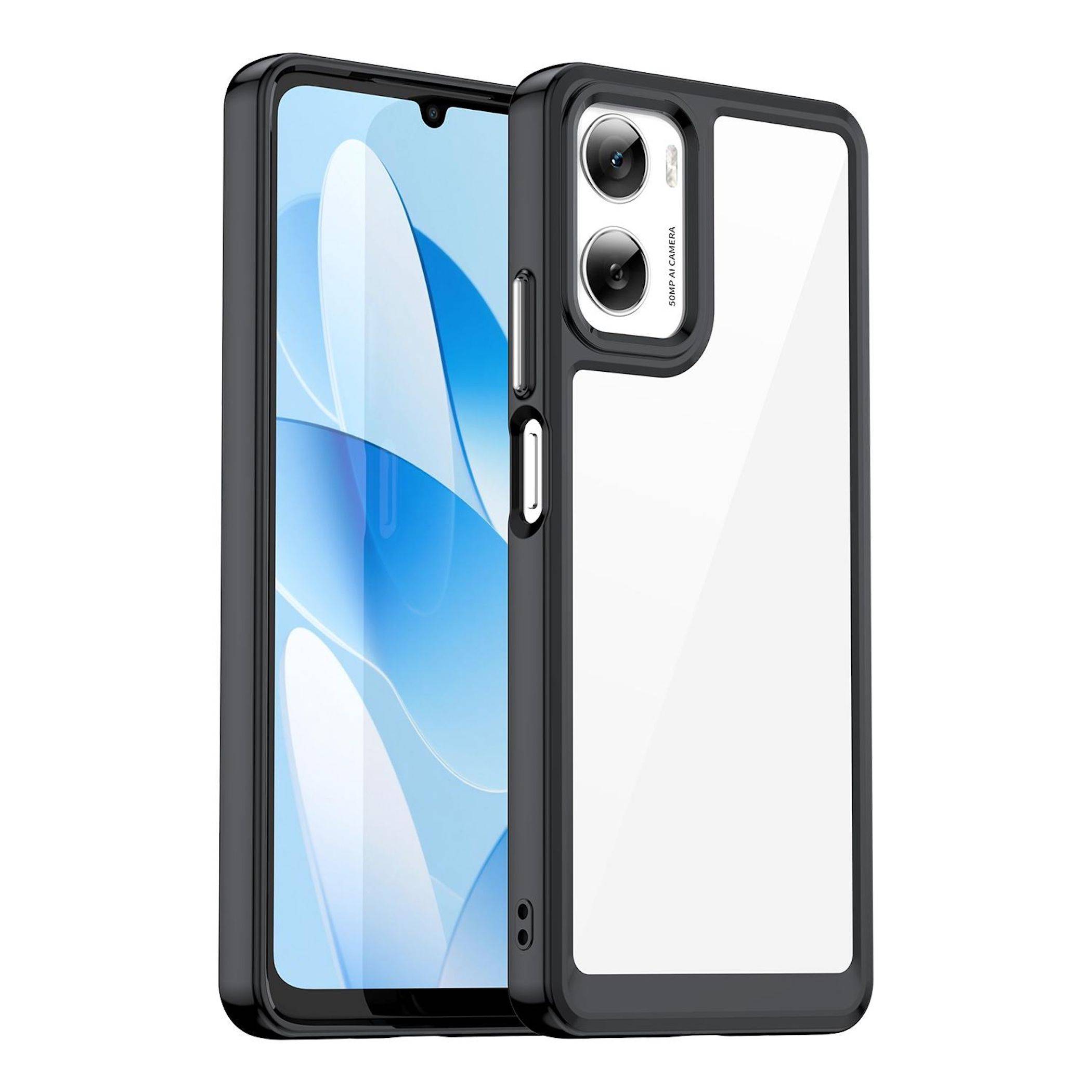 Für Motorola Moto G06 4G Colorful Series TPU / Acryl Hybrid Schutz Hülle Schwarz-0