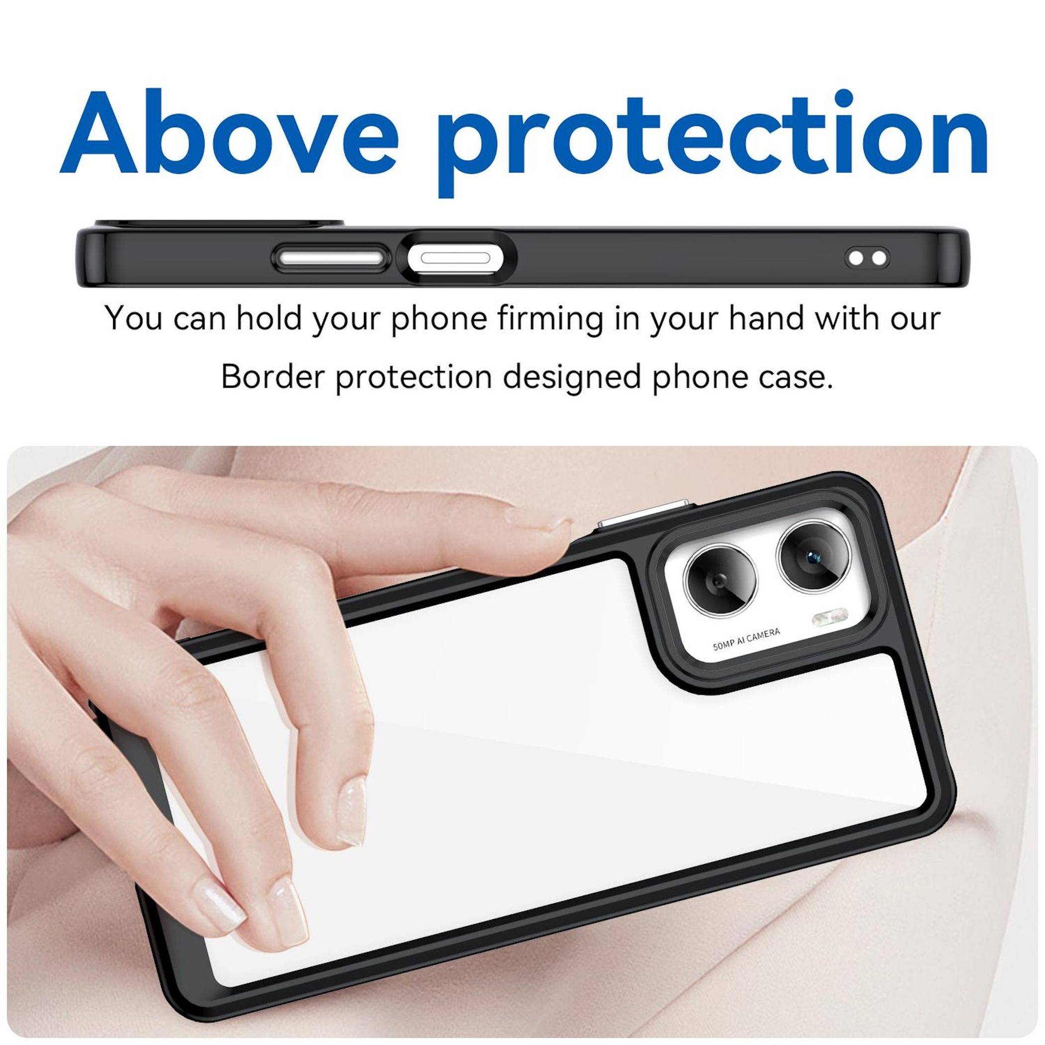 Für Motorola Moto G06 4G Colorful Series TPU / Acryl Hybrid Schutz Hülle Schwarz-4