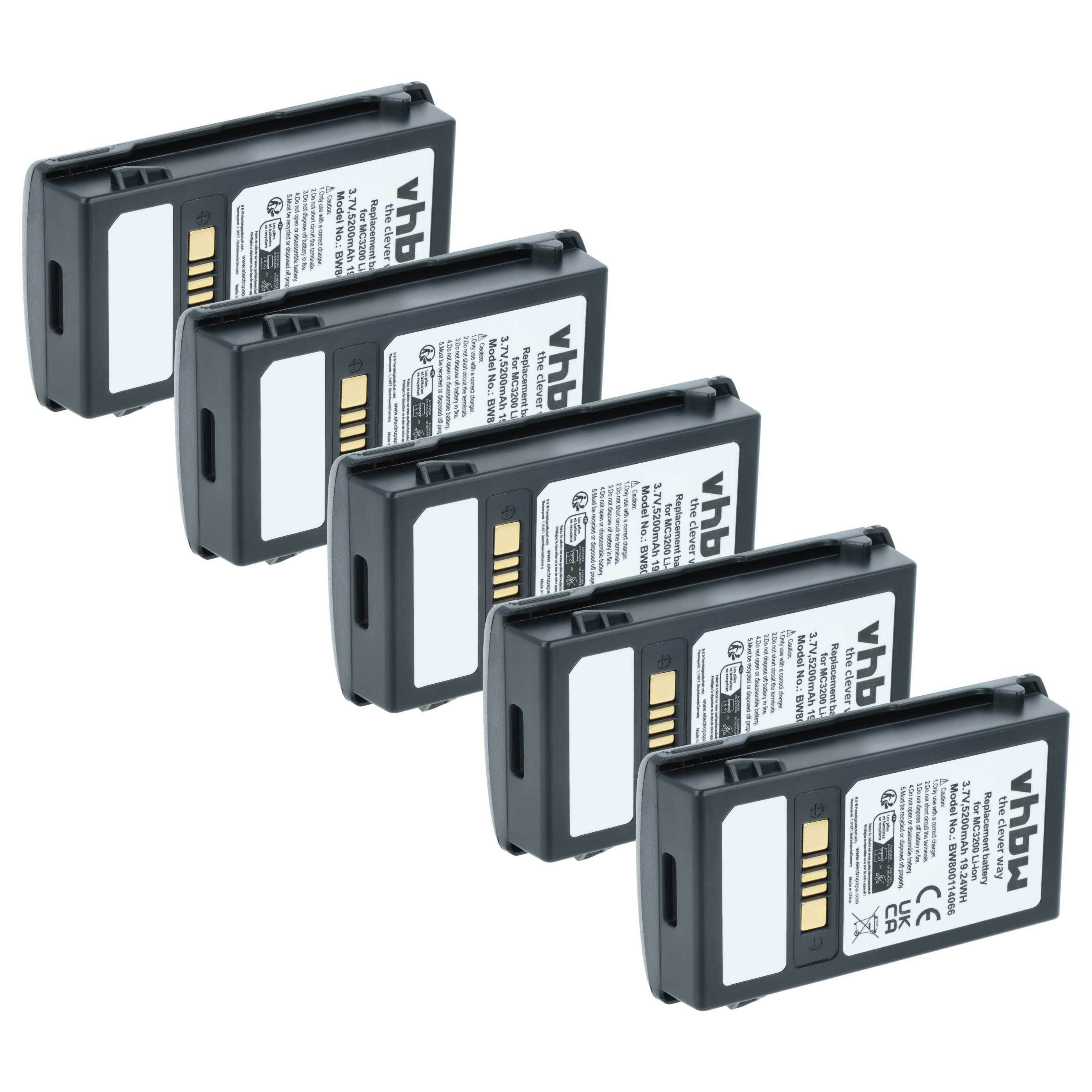 vhbw 5x Akku Ersatz für Motorola BTRY-MC32-52MA-10, BTRY-MC32-52MA-01 | für Barcodescanner POS (5200 mAh, 3,7 V, Li-Ion)-0