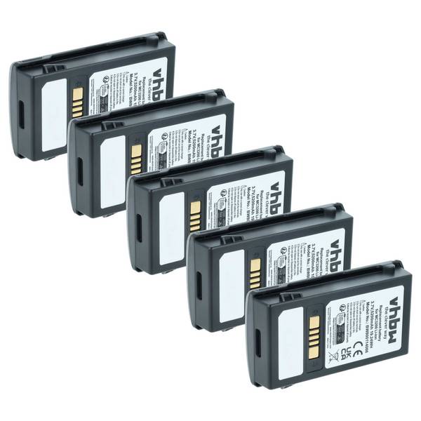 vhbw 5x Akku Ersatz für Motorola BTRY-MC32-52MA-10, BTRY-MC32-52MA-01 | für Barcodescanner POS (5200 mAh, 3,7 V, Li-Ion)