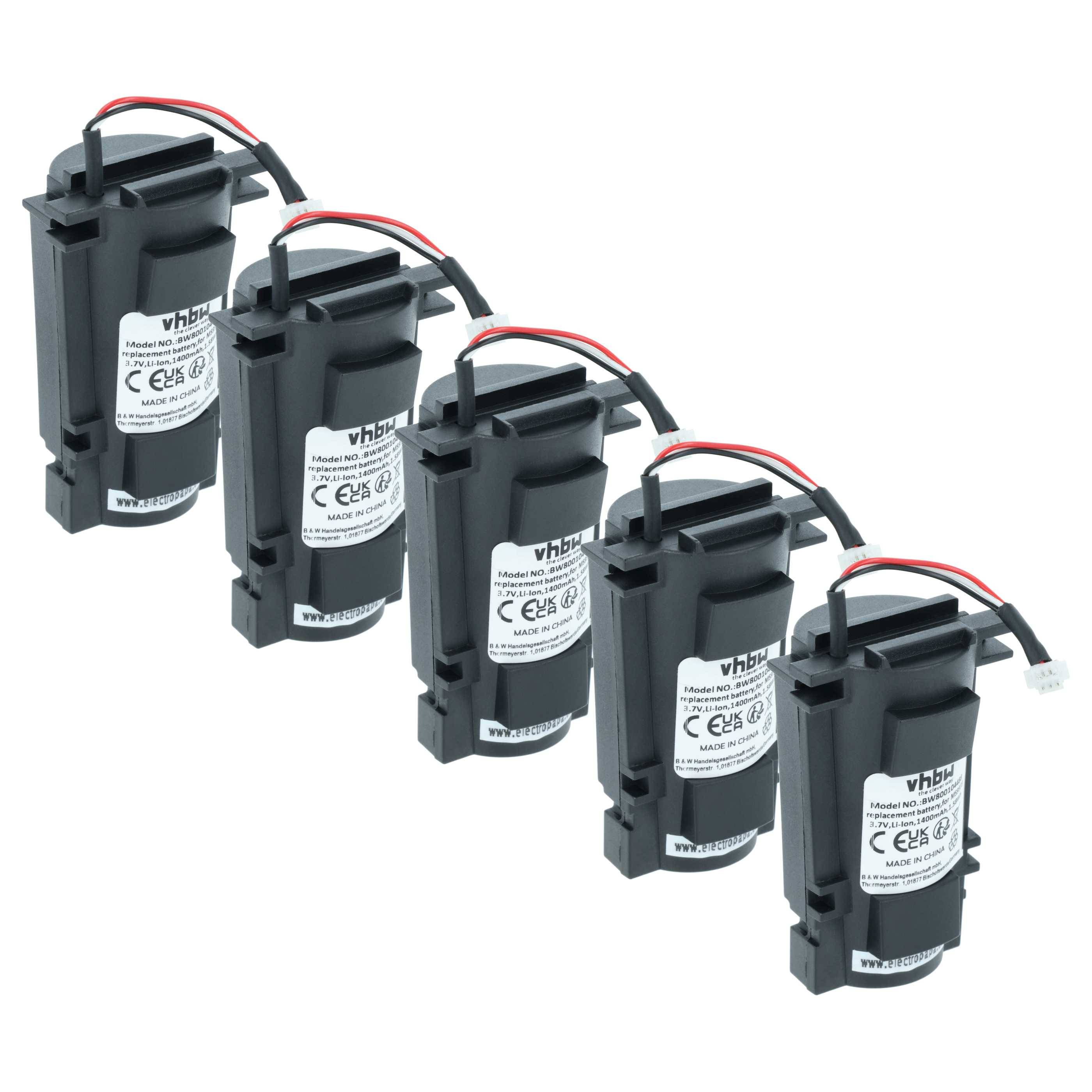 vhbw 5x Akku kompatibel mit Honeywell MS9535 | BT9535 Barcodescanner POS (1400 mAh, 3,7 V, Li-Ion)-0