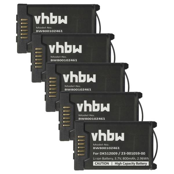 vhbw 5x Akku kompatibel mit Mitel 650d | 650c, 632dt schnurlos Festnetz Telefon (800 mAh, 3,7 V, Li-Ion)