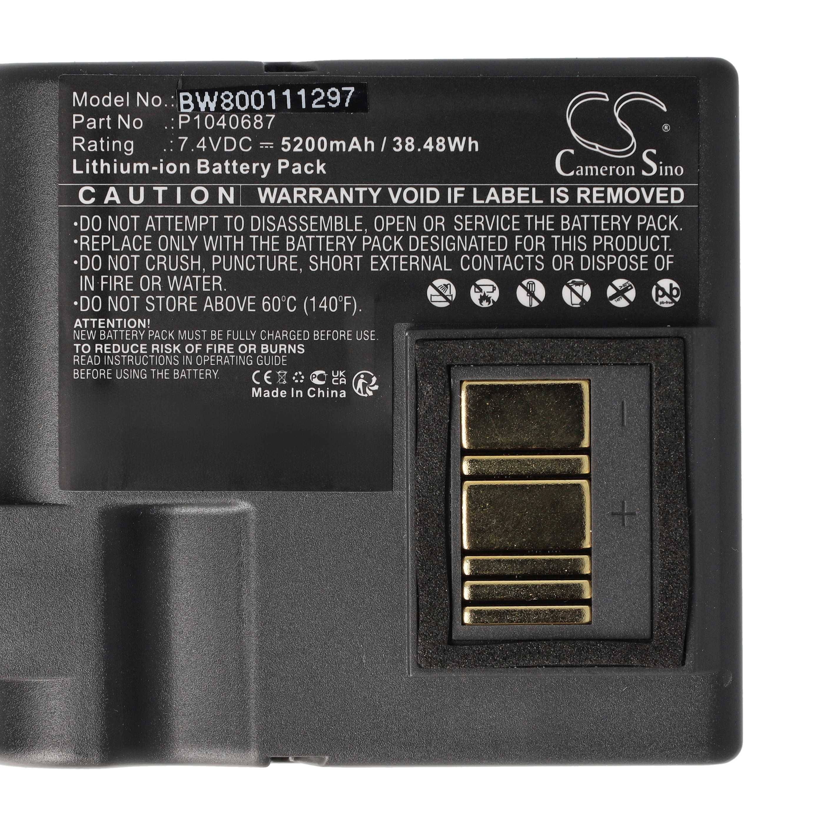 vhbw 5x Akku kompatibel mit Zebra QLN420 | ZQ630 Drucker Kopierer Scanner Etiketten-Drucker (5200 mAh, 7,4 V, Li-Ion)-3