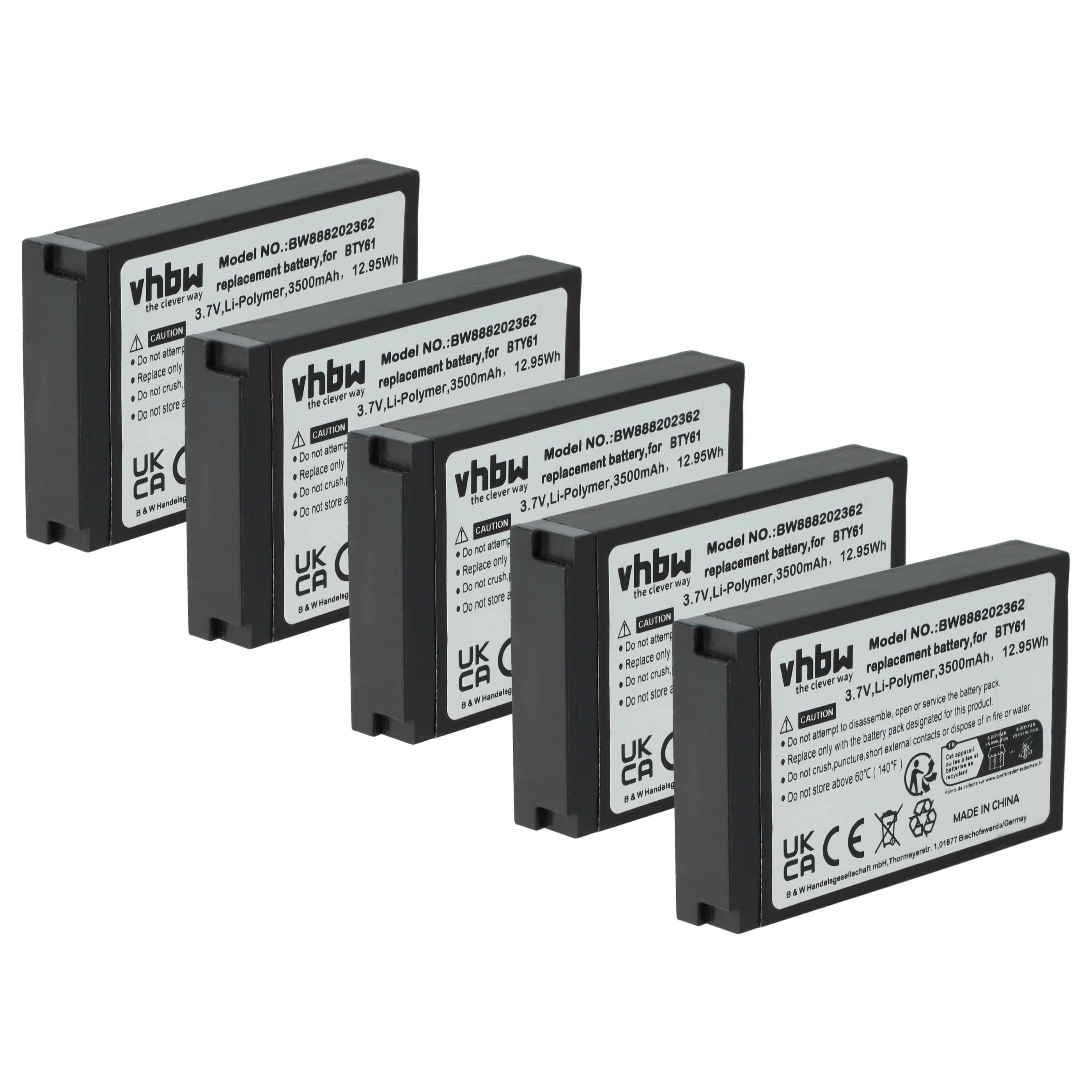 vhbw 5x Akku Ersatz für Newland BTY61 | für Handheld Computer Scanner (3800 mAh, 3,7 V, Li-Polymer)-0