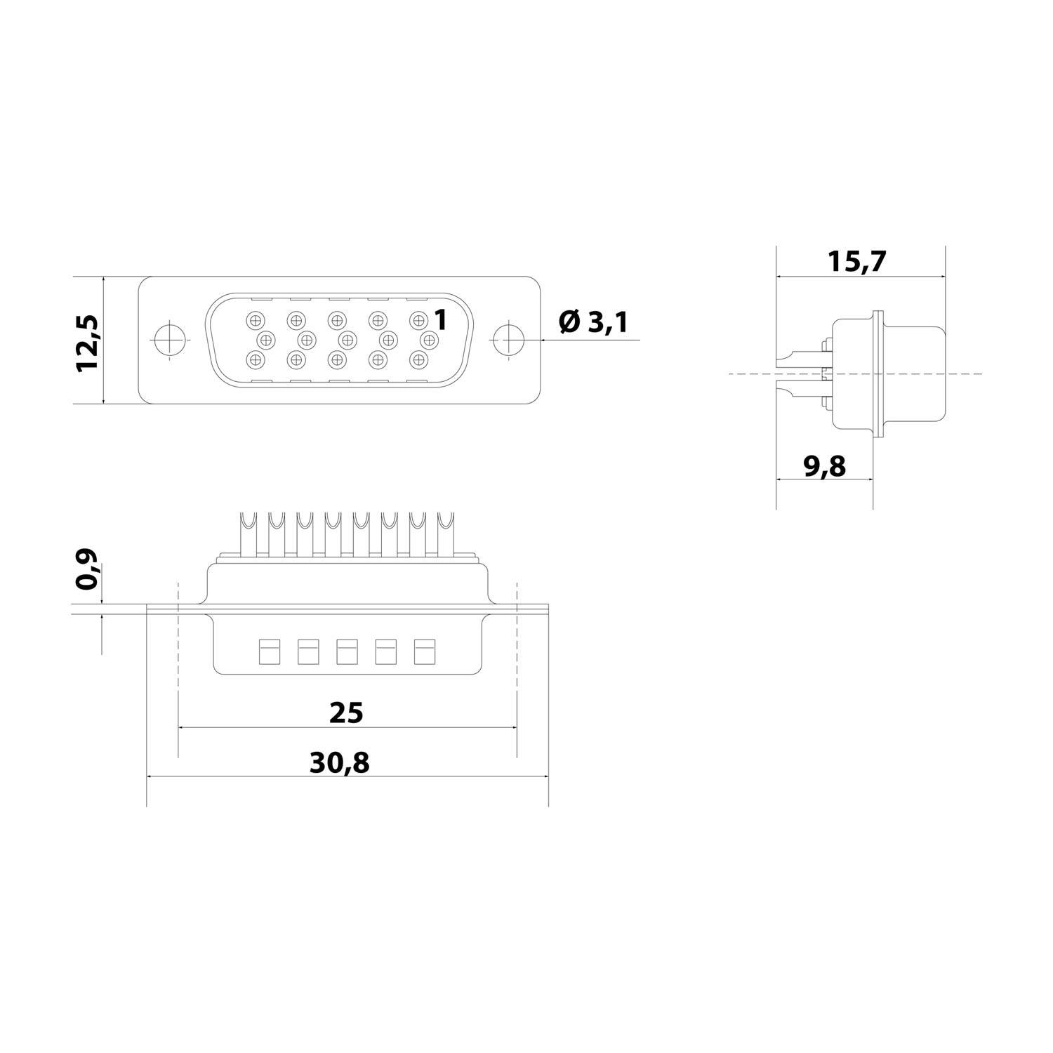 Stecker Express 5204-15TW, D-Sub Buchseneinsatz (F) High Density (HD) passend-2