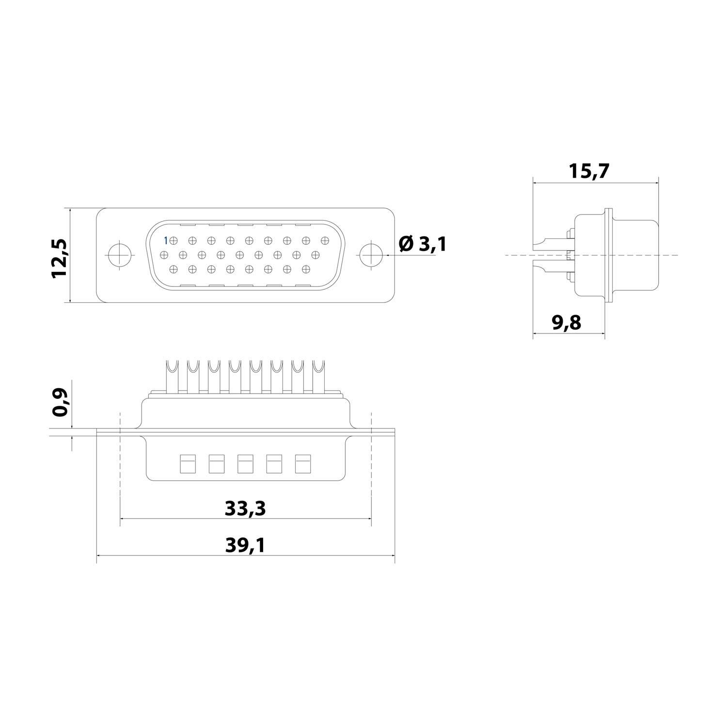 Stecker Express 5203-26TW, D-Sub Stifteinsatz (M) High Density (HD) passend-1