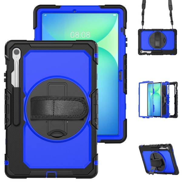Für Samsung Galaxy Tab S10 FE Plus Hülle Halter & Schultergurt Blau