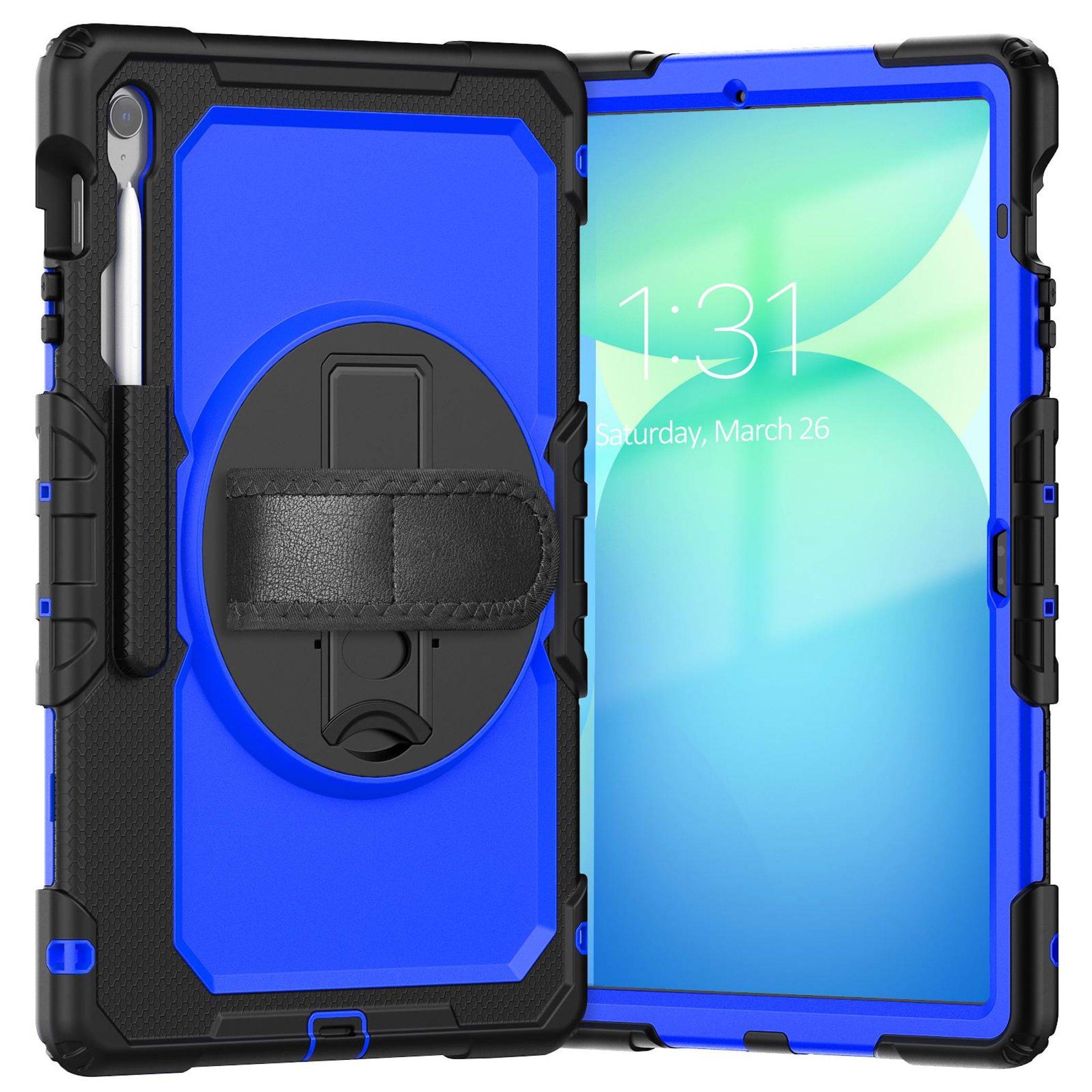 Für Samsung Galaxy Tab S10 FE Plus Hülle Halter & Schultergurt Blau-1