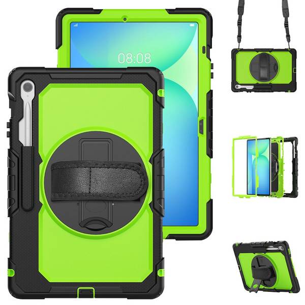 Für Samsung Galaxy Tab S10 FE Plus Hülle Halter & Schultergurt Grün