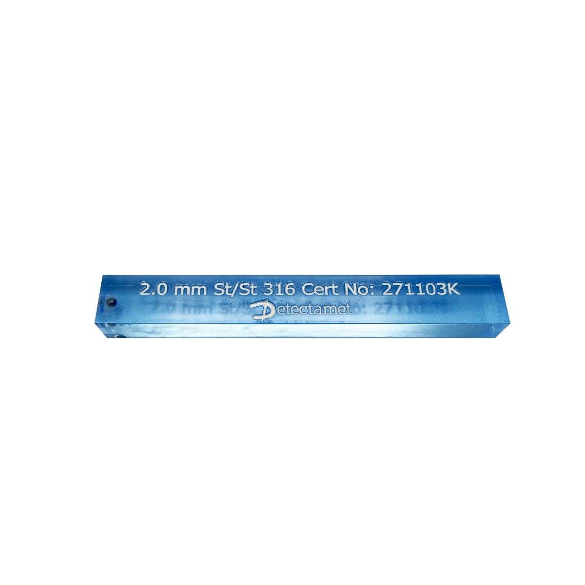 Metalldetektor-Acryl-Teststäbchen - Hi Vis-Edelstahl 304 (blau)-1,3mm-0