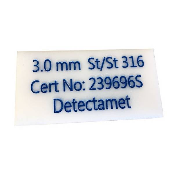 Metalldetektor Acetal Testkarte-Edelstahl 304 (blau)-1.2mm