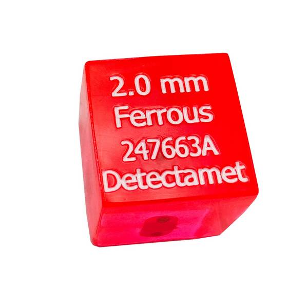 Metalldetektor-Testwürfel - Hi-Vis-Acryl-Eisen (rot)-14,0mm