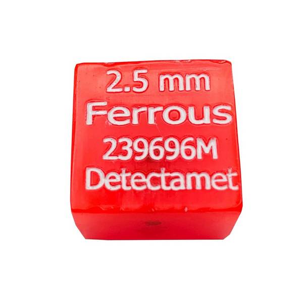 Metalldetektor-Testwürfel - Hi-Vis-Acryl-Edelstahl 316 (blau) - 7,5 mm