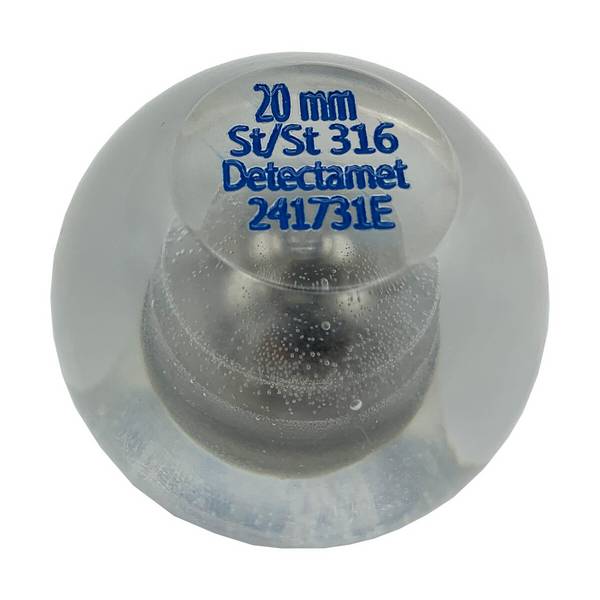 Metalldetektor-Acryl-Testkugel- Klar-Edelstahl 304 (Blau)-4.0mm
