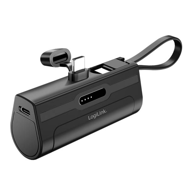 Logilink Mobile Power Bank, LiPo, 4.500 mAh, built-in USB-C plug, black Energie & USV Powerbanks