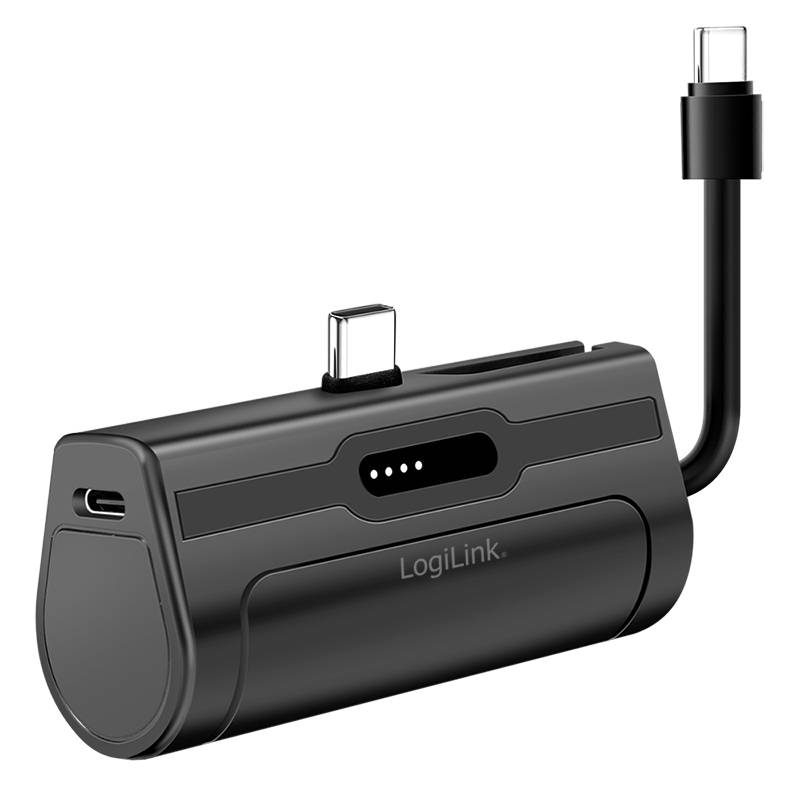 Logilink Mobile Power Bank, LiPo, 4.500 mAh, built-in USB-C plug, black Energie & USV Powerbanks-1