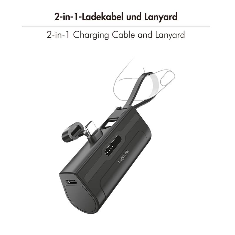 Logilink Mobile Power Bank, LiPo, 4.500 mAh, built-in USB-C plug, black Energie & USV Powerbanks-4