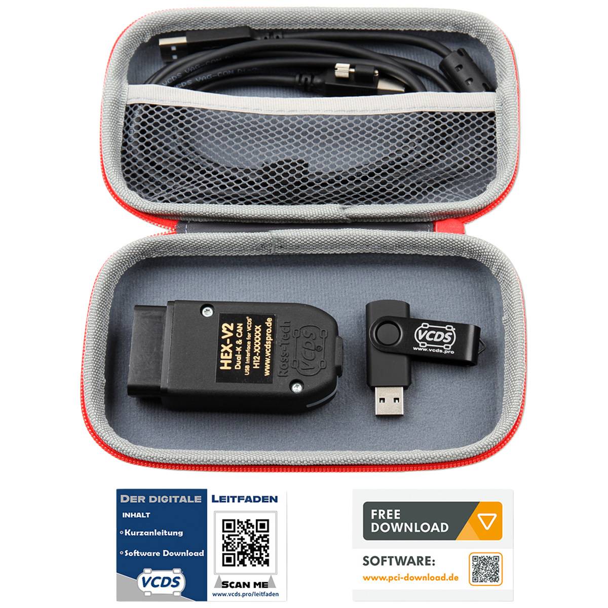 VCDS® VCDS HEX-V2® Basiskit Enthusiast 10 VIN, Soft Case (USB) Diagnosegerät für VW, Audi, Seat, Skoda, Cupra-3