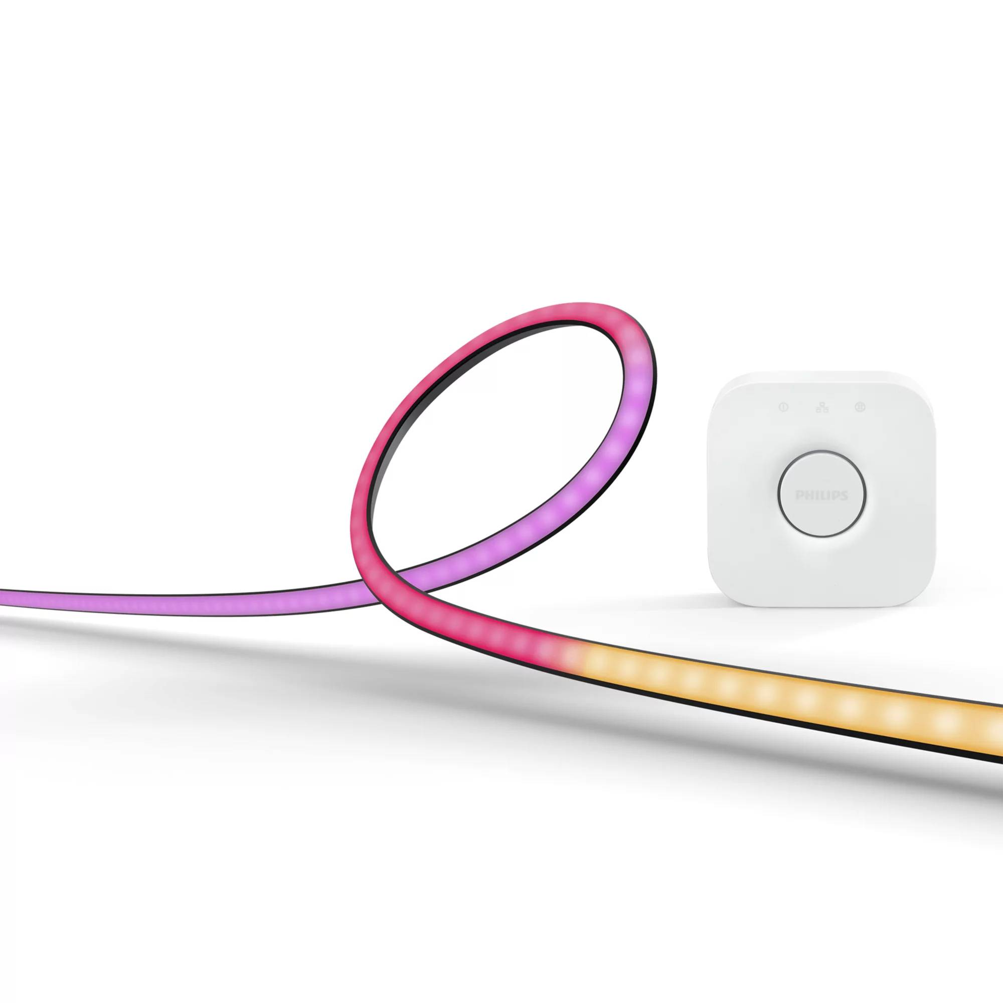 Philips PC Play Gradient Lightstrip 3x 24/27" Starter Set + Bridge, Intelligenter Leuchtstreifen, Bluetooth/Zigbee, Schw-0