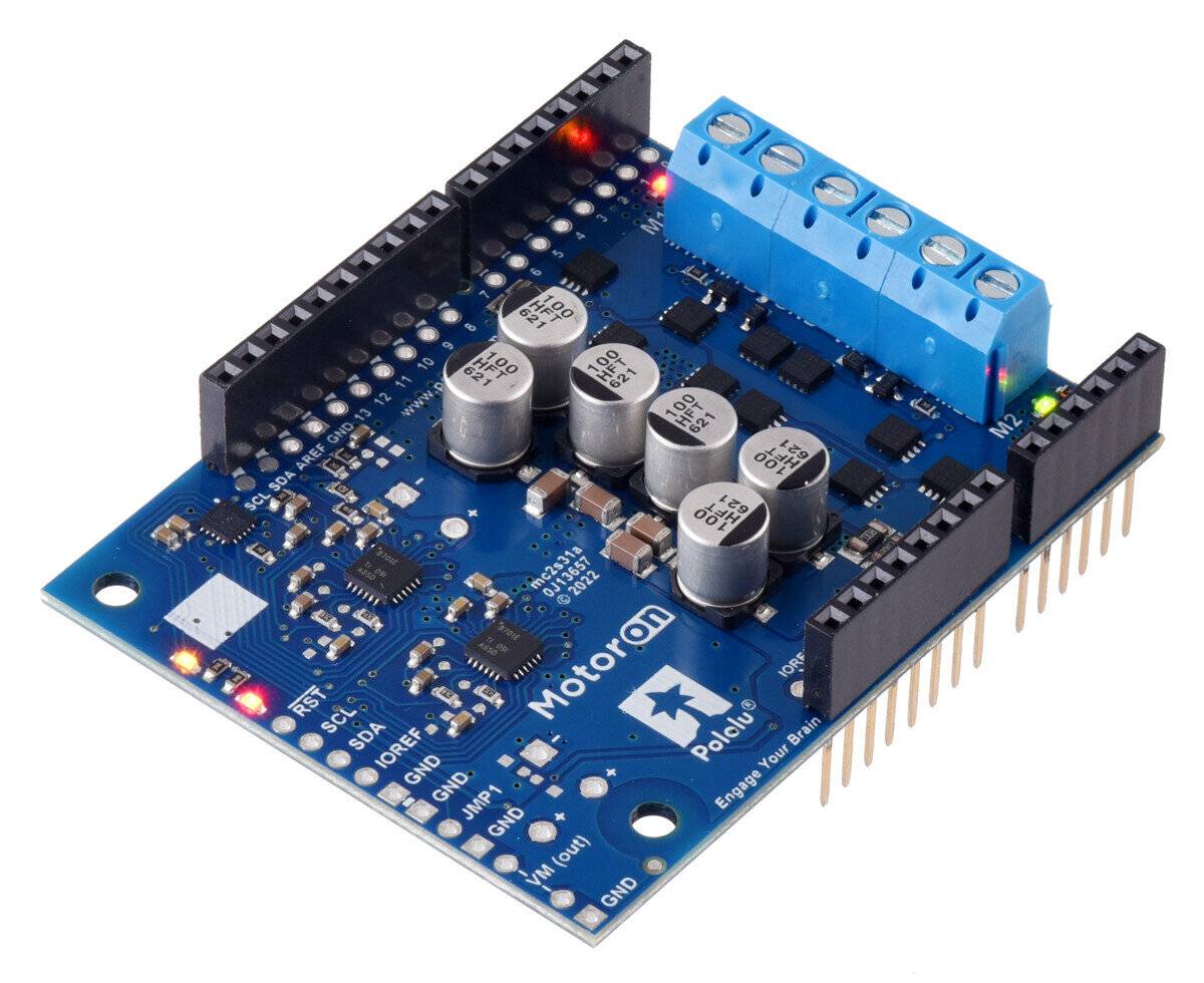 Pololu Motoron M2S24v14 Dual High-Power Motor Controller Shield for Arduino Connectors Soldered